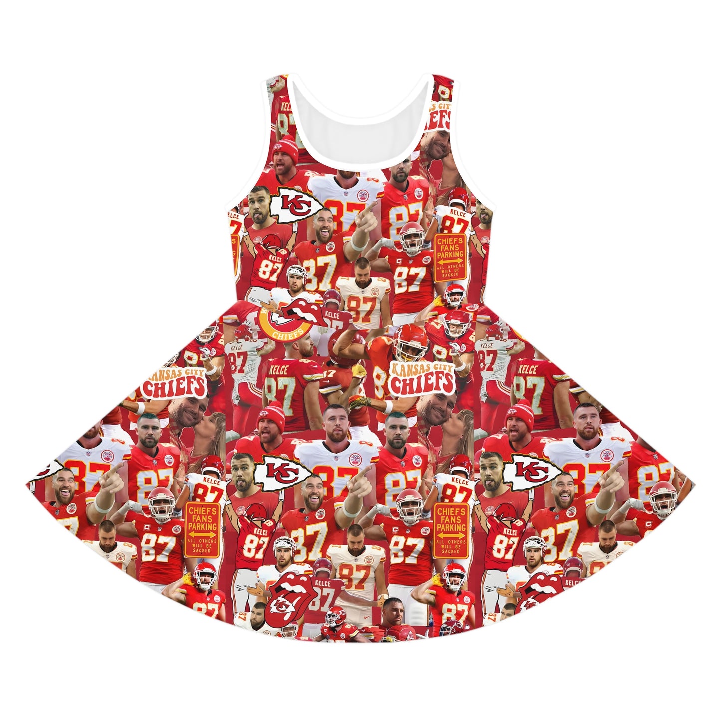 Travis Kelce Chiefs Red Collage Girls' Sleeveless Sundress