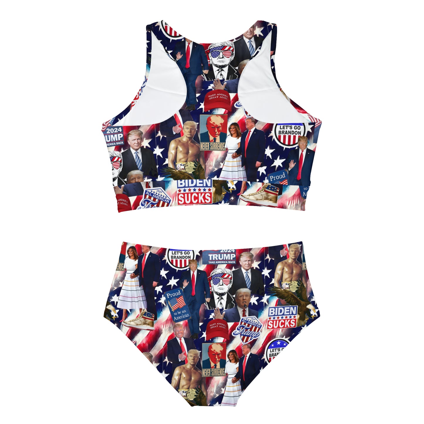 Donald Trump 2024 MAGA Montage Sporty Bikini Set