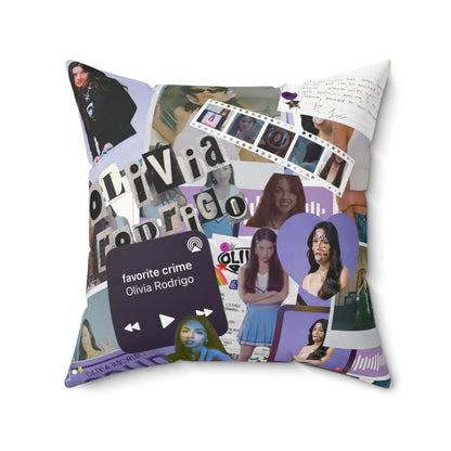 Olivia Rodrigo Deja Vu Collage Spun Polyester Square Pillow