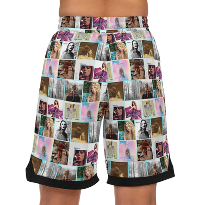 Taylor Swift Album Art Collage Pattern Basketball Rib Shorts