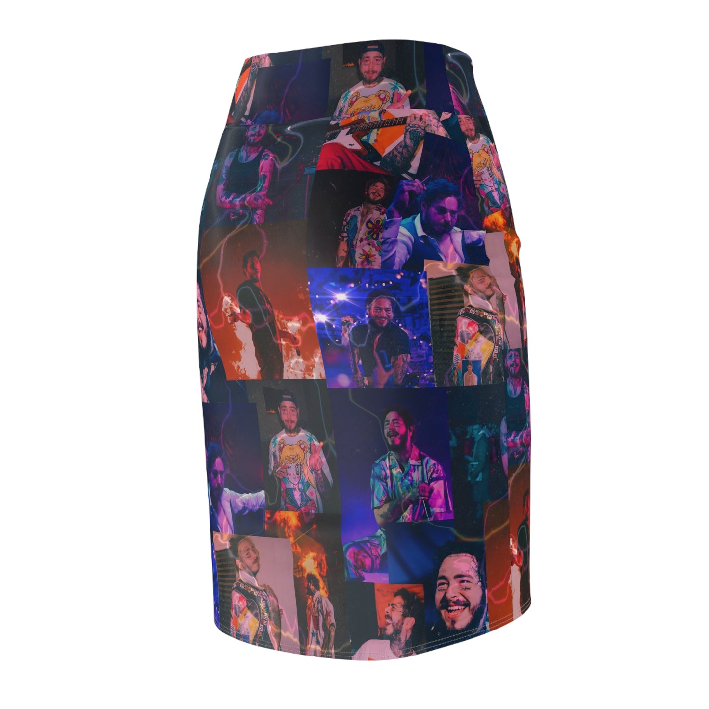 Post Malone Lightning Photo Collage Women's Pencil Skirt