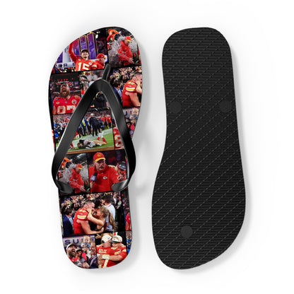 Kansas City Chiefs Superbowl LVIII Championship Victory Collage Flip Flops