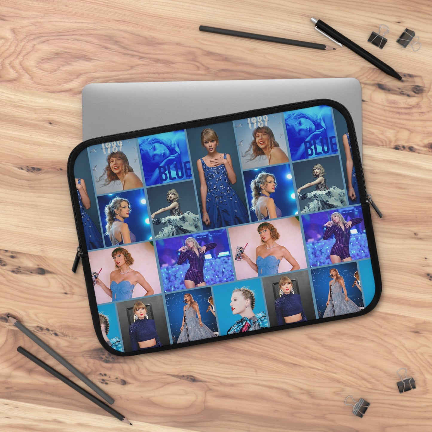 Taylor Swift Blue Aesthetic Collage Laptop Sleeve