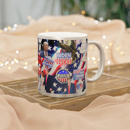 Donald Trump 2024 MAGA Montage Metallic Mug (Silver\Gold)