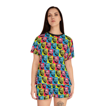 Drake Colored Checker Faces Women's Short Pajama Set