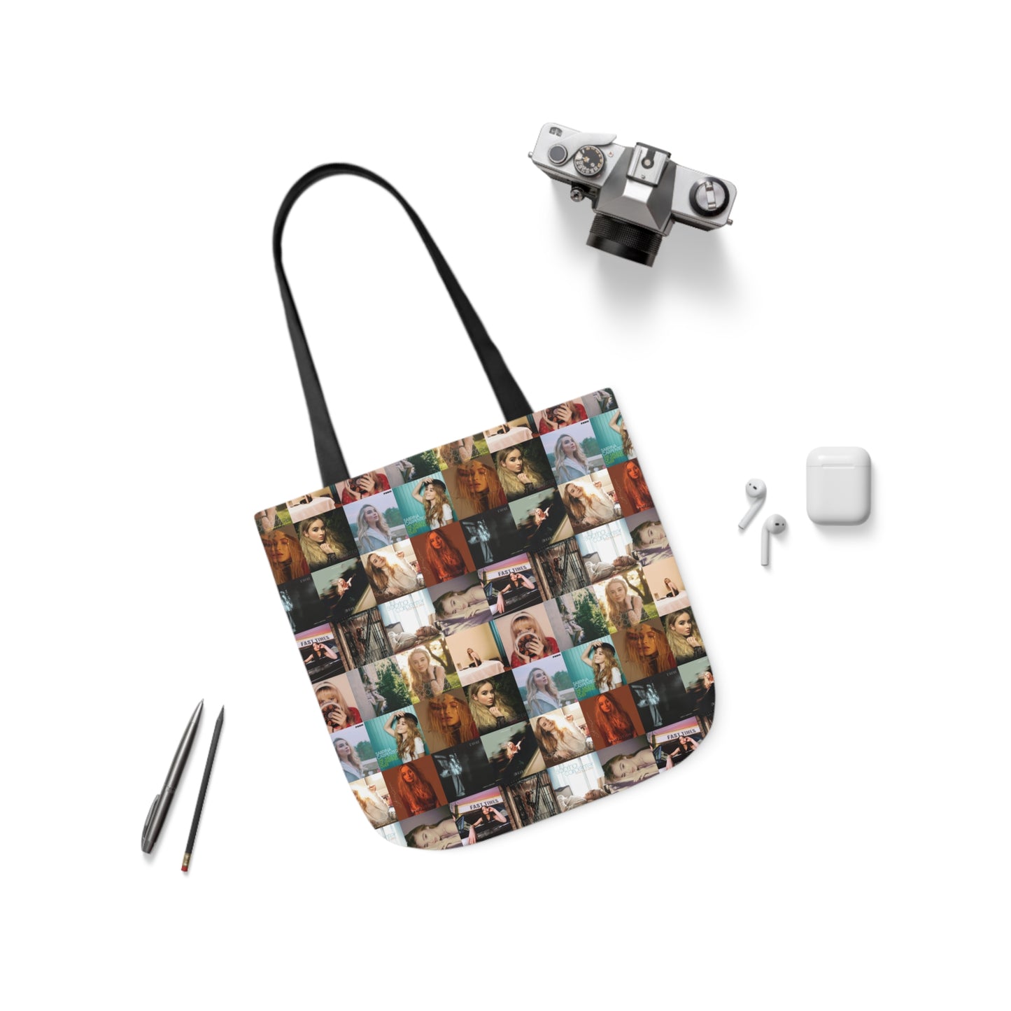 Sabrina Carpenter Album Cover Collage Polyester Canvas Tote Bag