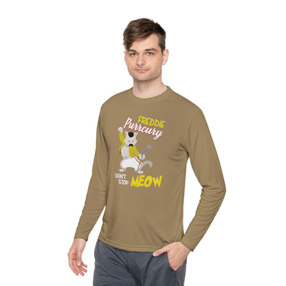 Queen Don't Stop Meow Freddie Purrcury Unisex Lightweight Long Sleeve Tee