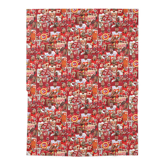 Travis Kelce Chiefs Red Collage Baby Swaddle Blanket