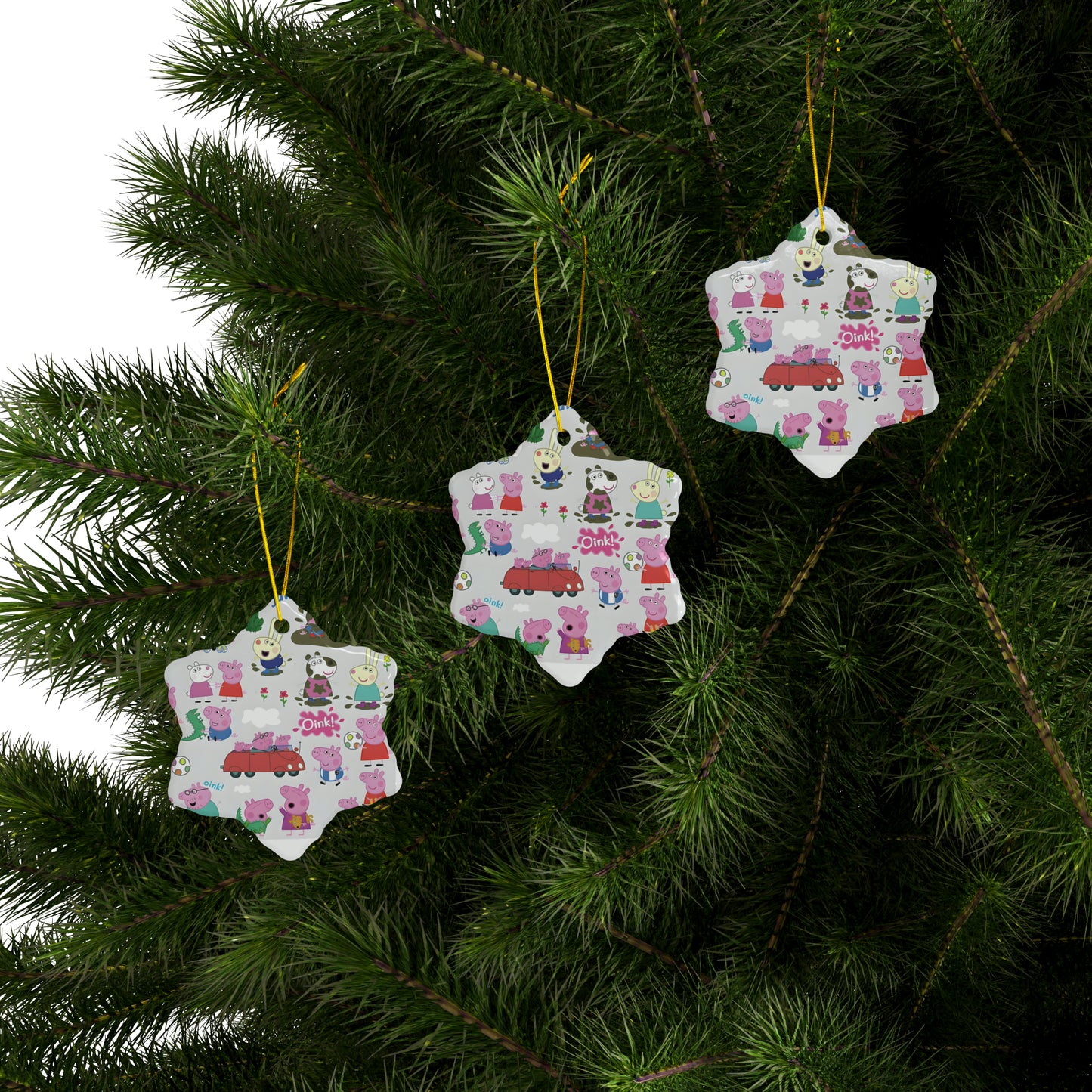 Peppa Pig Oink Oink Collage Ceramic Ornaments (1pc, 3pcs, 5pcs, 10pcs)