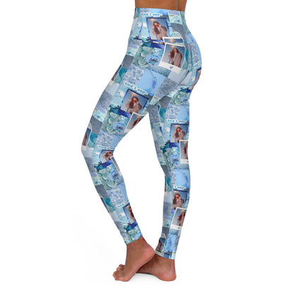 Olivia Rodrigo Light Blue Aesthetic Collage High Waisted Yoga Leggings