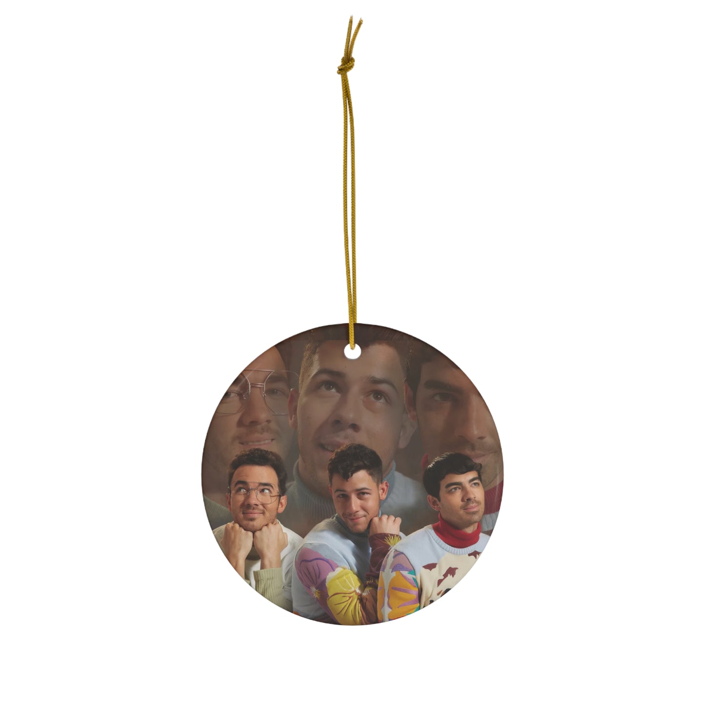 Jonas Brothers Ugly Sweater Photo Ceramic Ornament