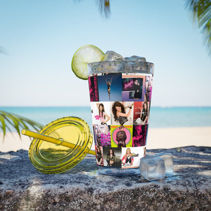 Miley Cyrus Album Cover Collage Sunsplash Tumbler with Straw