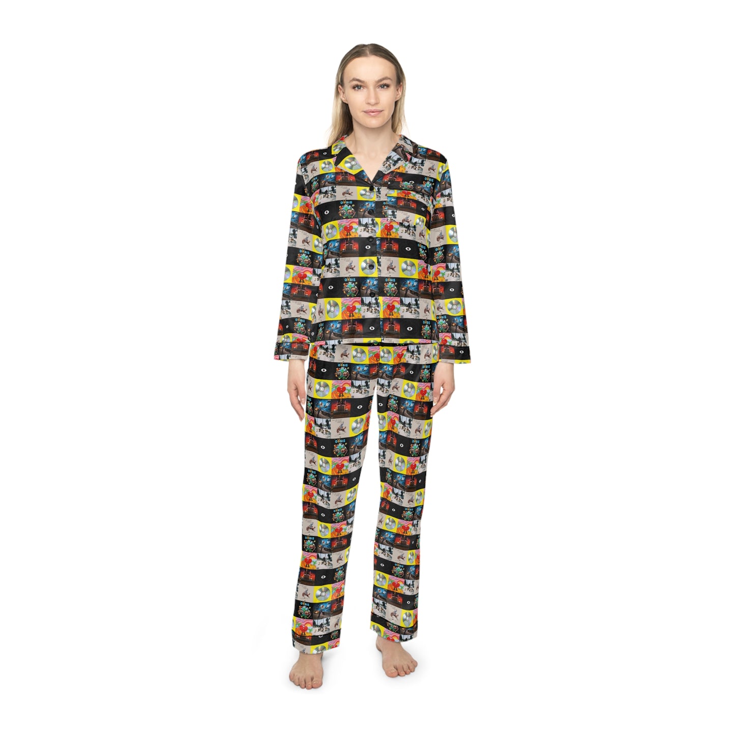 Bad Bunny Album Art Collage Women's Satin Pajama Set