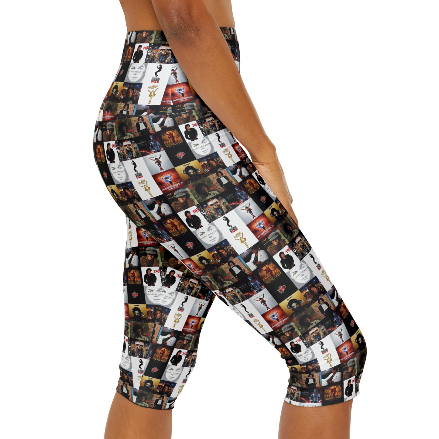 Michael Jackson Album Cover Collage Yoga Capri Leggings