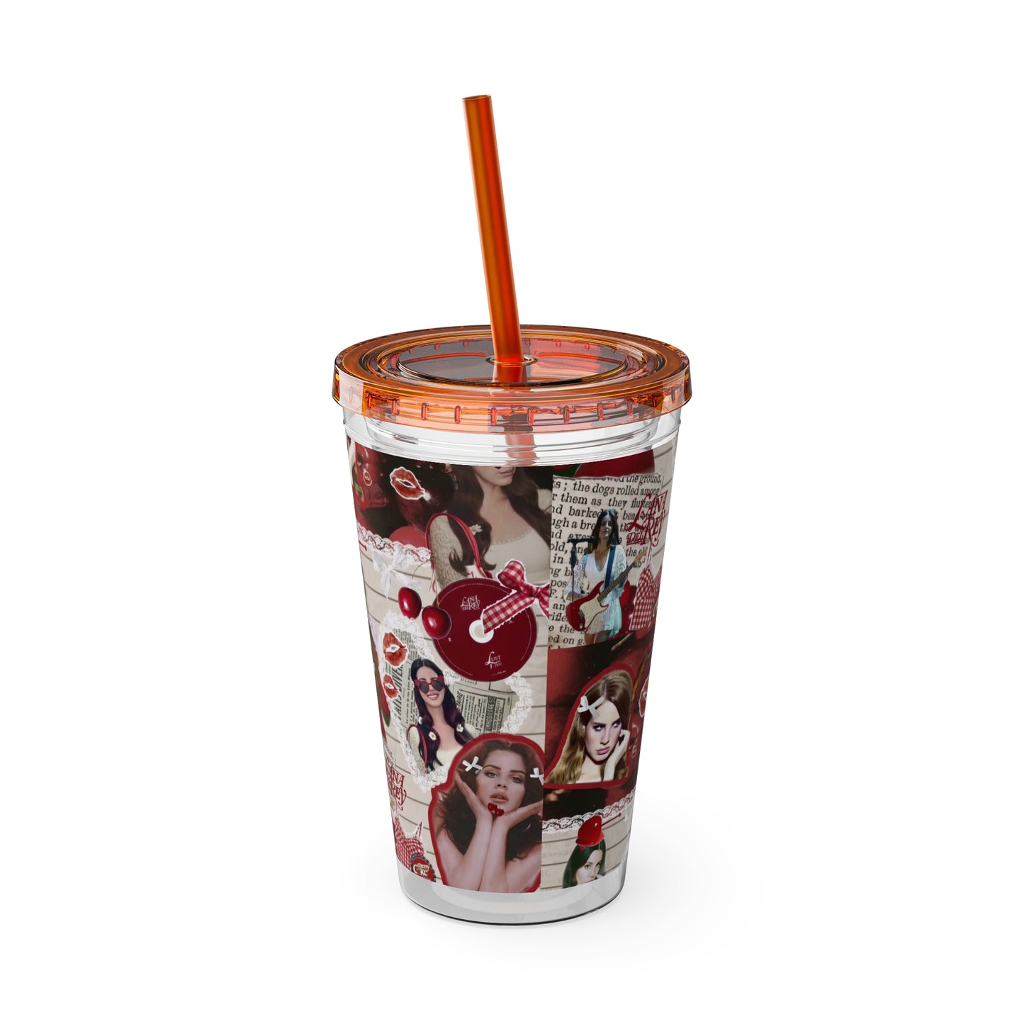 Lana Del Rey Cherry Coke Collage Sunsplash Tumbler with Straw