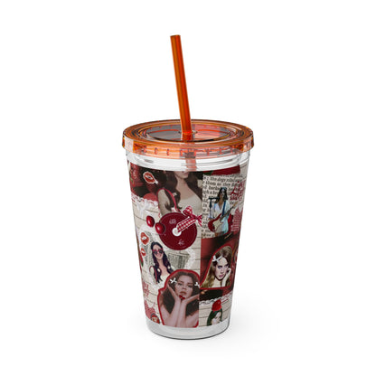 Lana Del Rey Cherry Coke Collage Sunsplash Tumbler with Straw