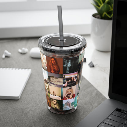 Sabrina Carpenter Album Cover Collage Sunsplash Tumbler with Straw