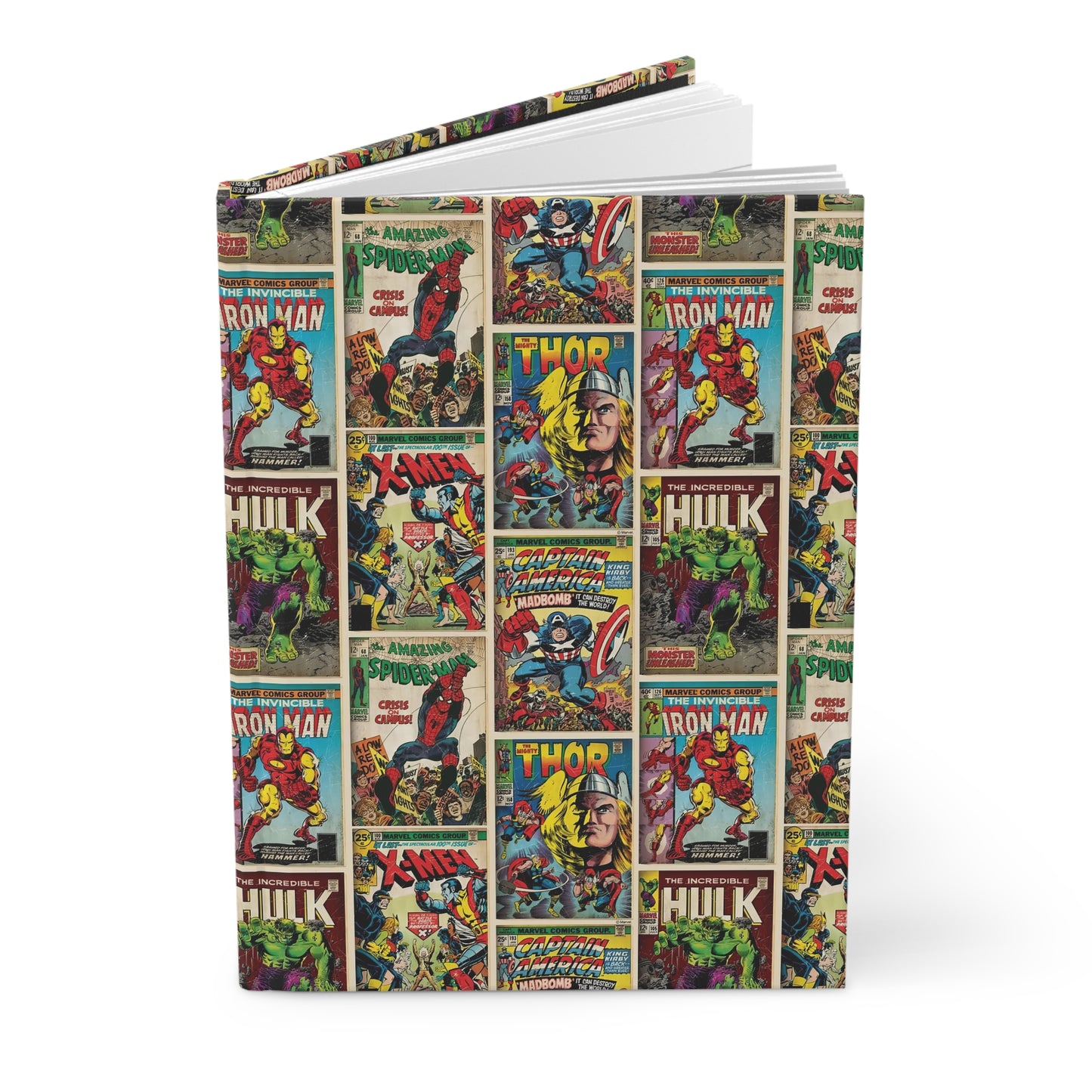 Marvel Comic Book Cover Collage Hardcover Journal