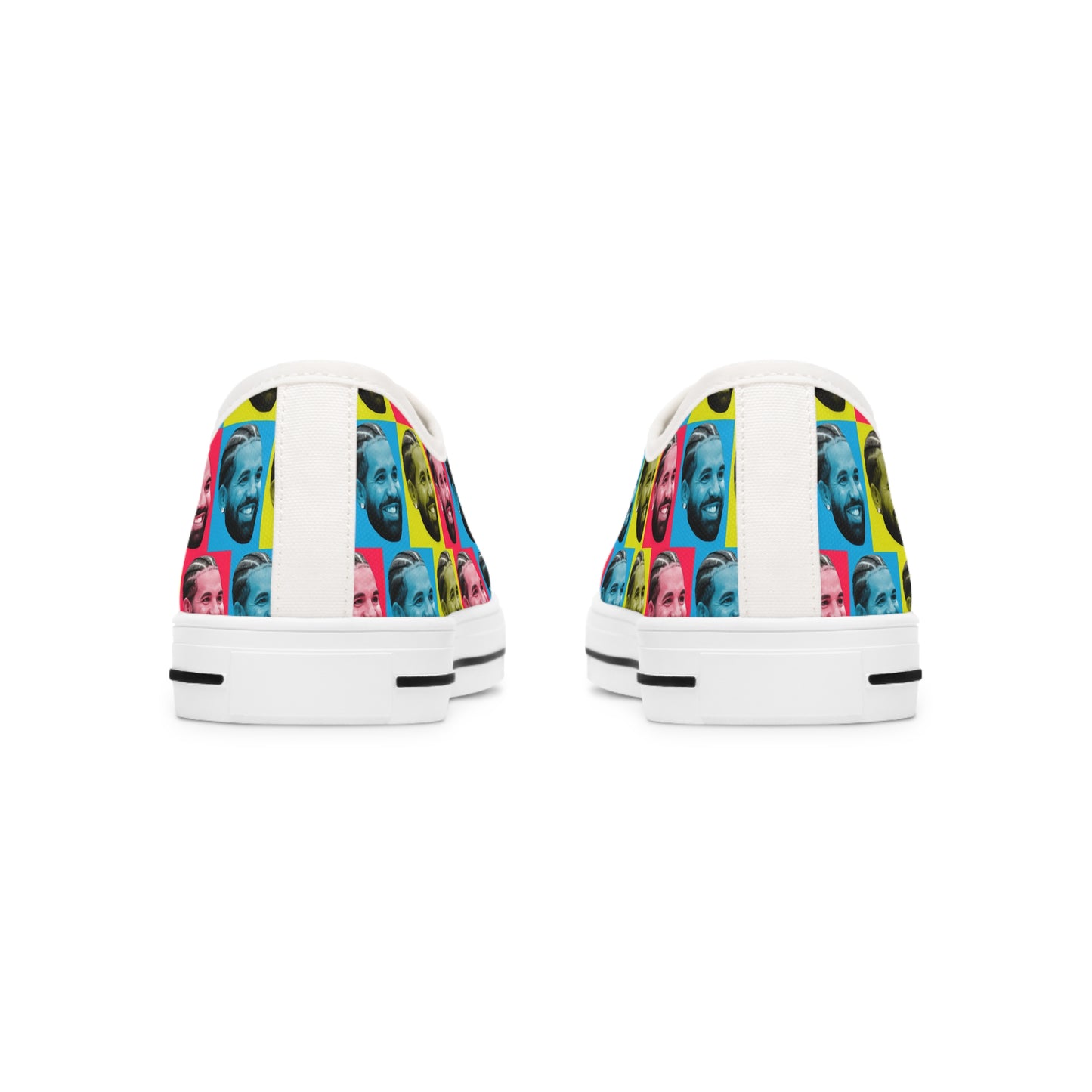 Drake Colored Checker Faces Women's Low Top Sneakers