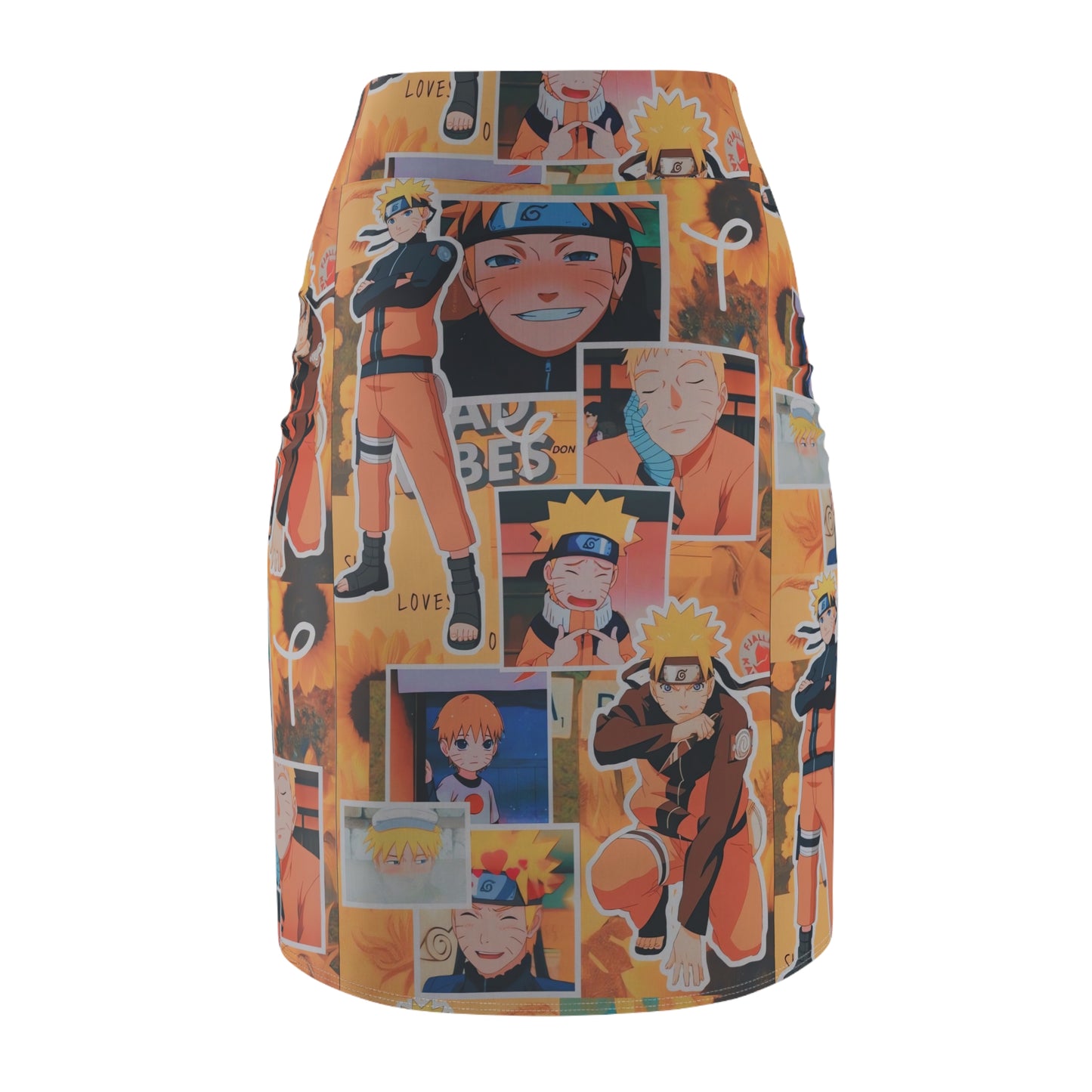 Naruto Uzumaki Sunflower Blaze Collage Women's Pencil Skirt