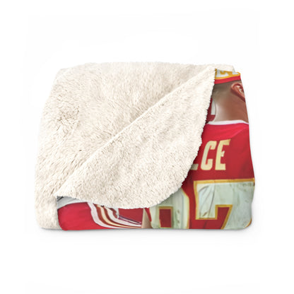 Travis Kelce Chiefs Red Collage Sherpa Fleece Blanket