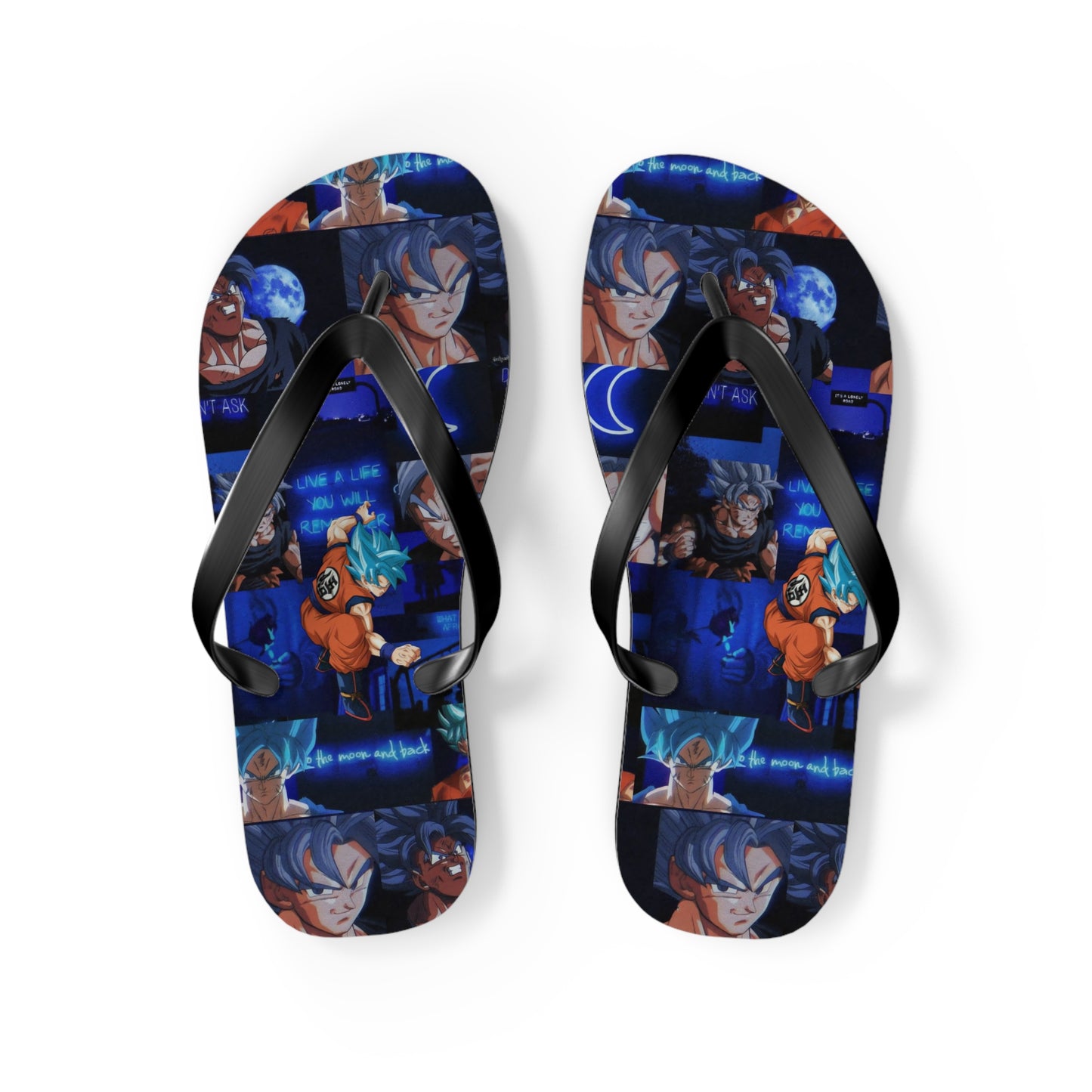 Dragon Ball Z Saiyan Moonlight Collage Flip Flops