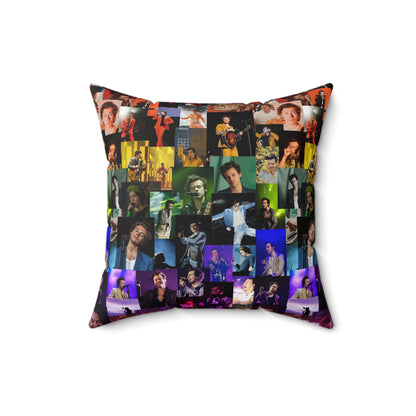 Harry Styles Rainbow Photo Collic Spun Polyester Square Pillow