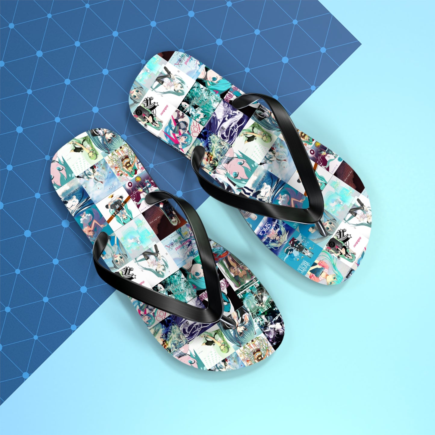 Hatsune Miku Album Cover Collage Flip Flops