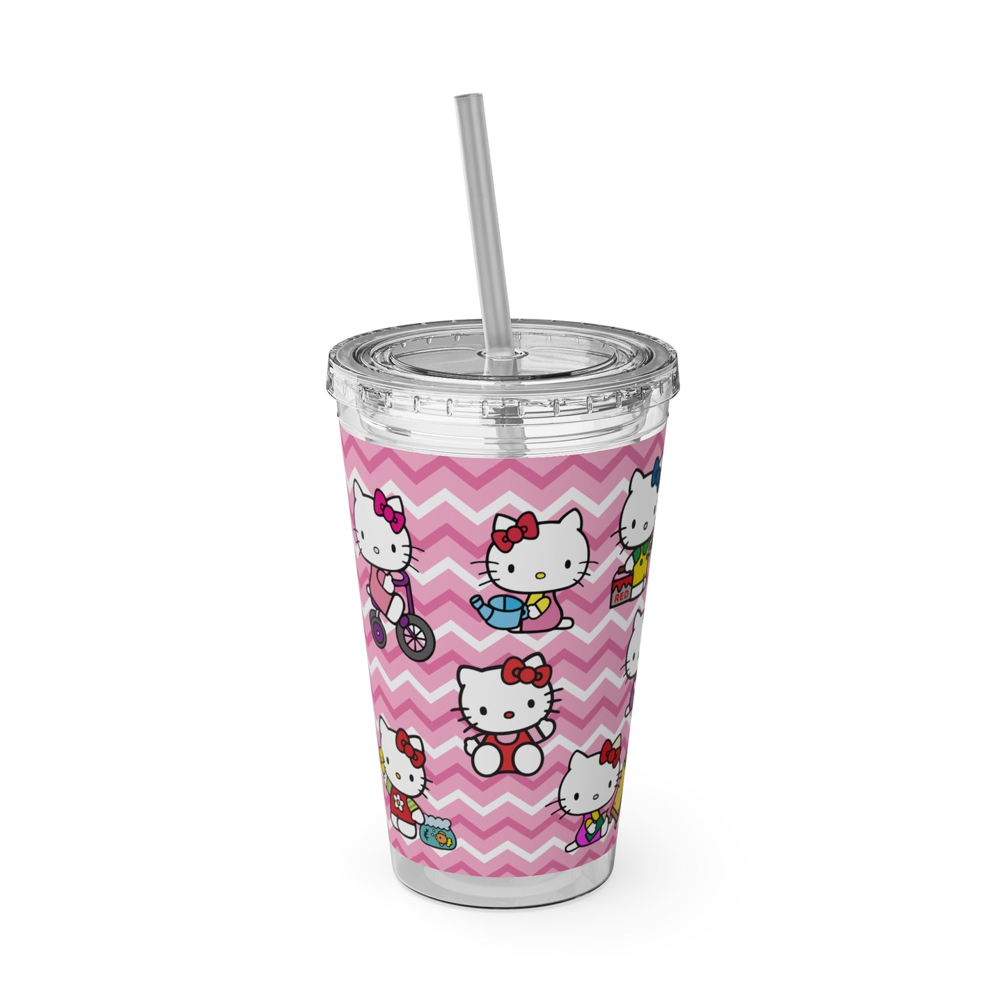 Hello Kitty Playtime Collage Sunsplash Tumbler with Straw