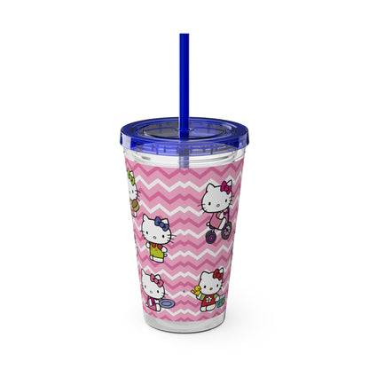 Hello Kitty Playtime Collage Sunsplash Tumbler with Straw