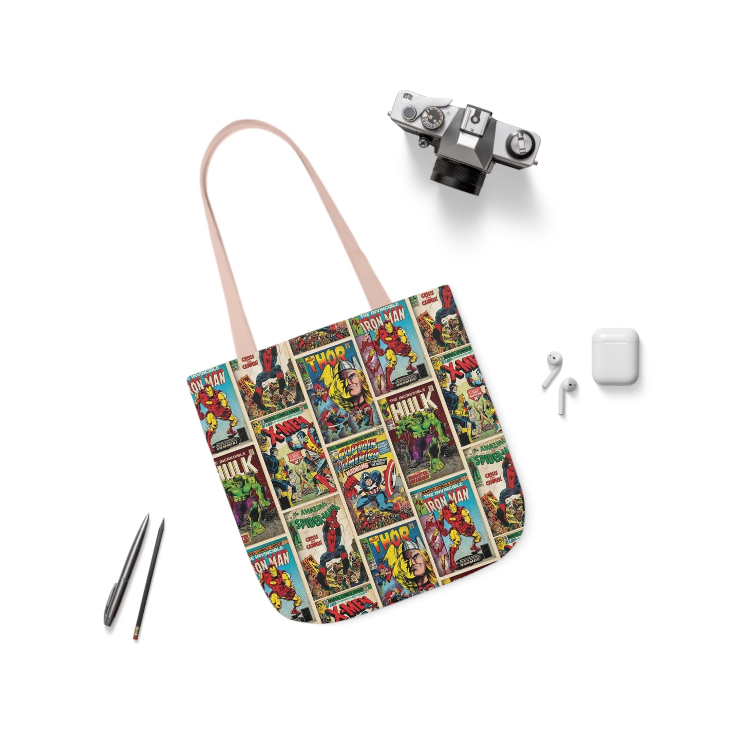 Marvel Comic Book Cover Collage Polyester Canvas Tote Bag