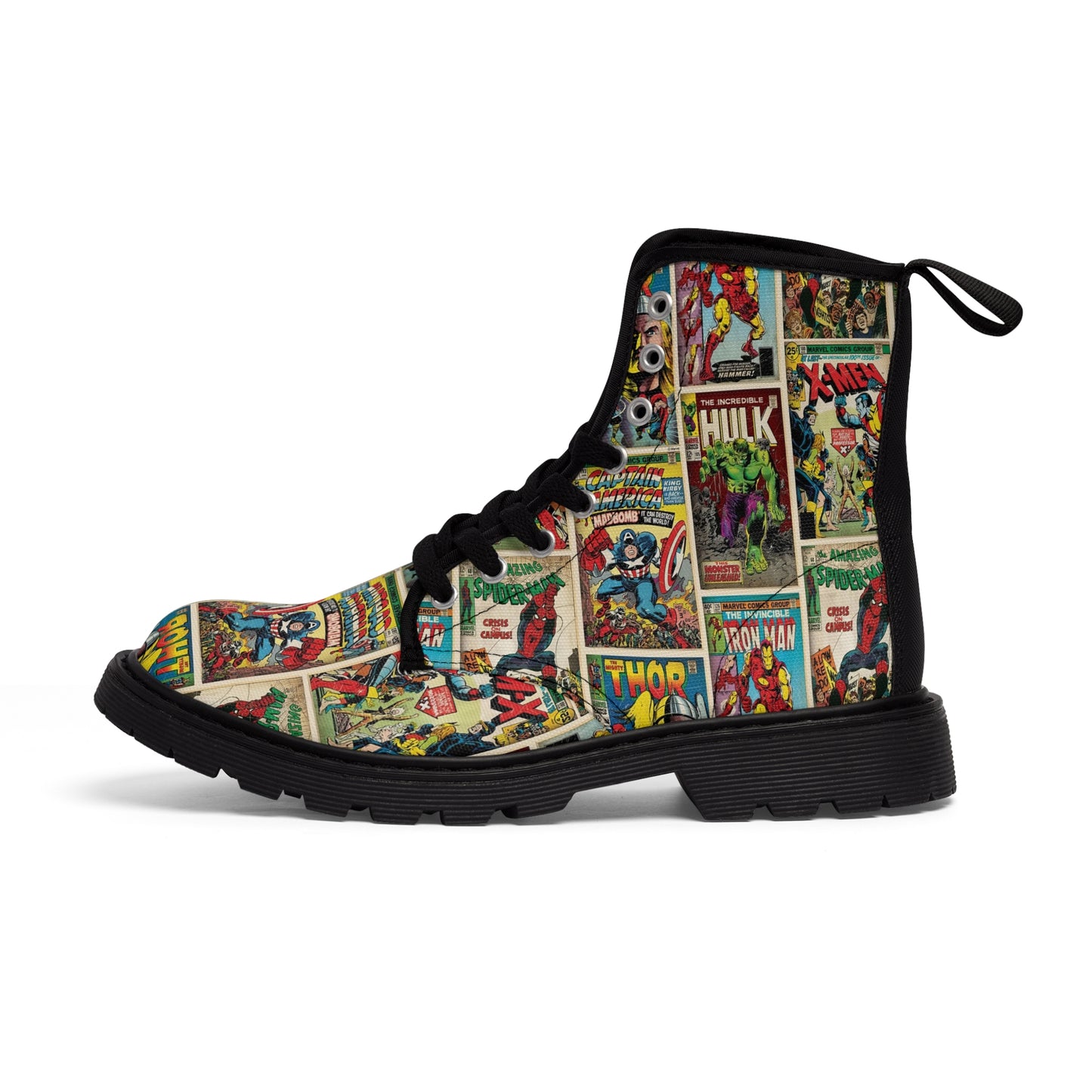 Marvel Comic Book Cover Collage Women's Canvas Boots