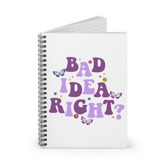 Olivia Rodrigo Bad Idea Right? Ruled Line Spiral Notebook