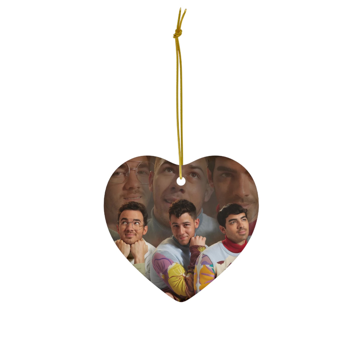 Jonas Brothers Ugly Sweater Photo Ceramic Ornament