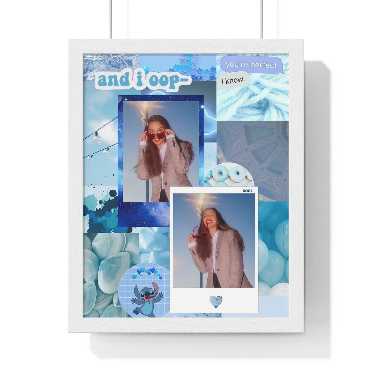 Olivia Rodrigo Light Blue Aesthetic Collage Framed Print