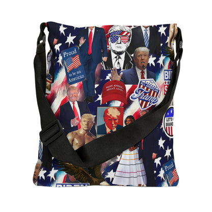 Donald Trump 2024 MAGA Montage Adjustable Tote Bag