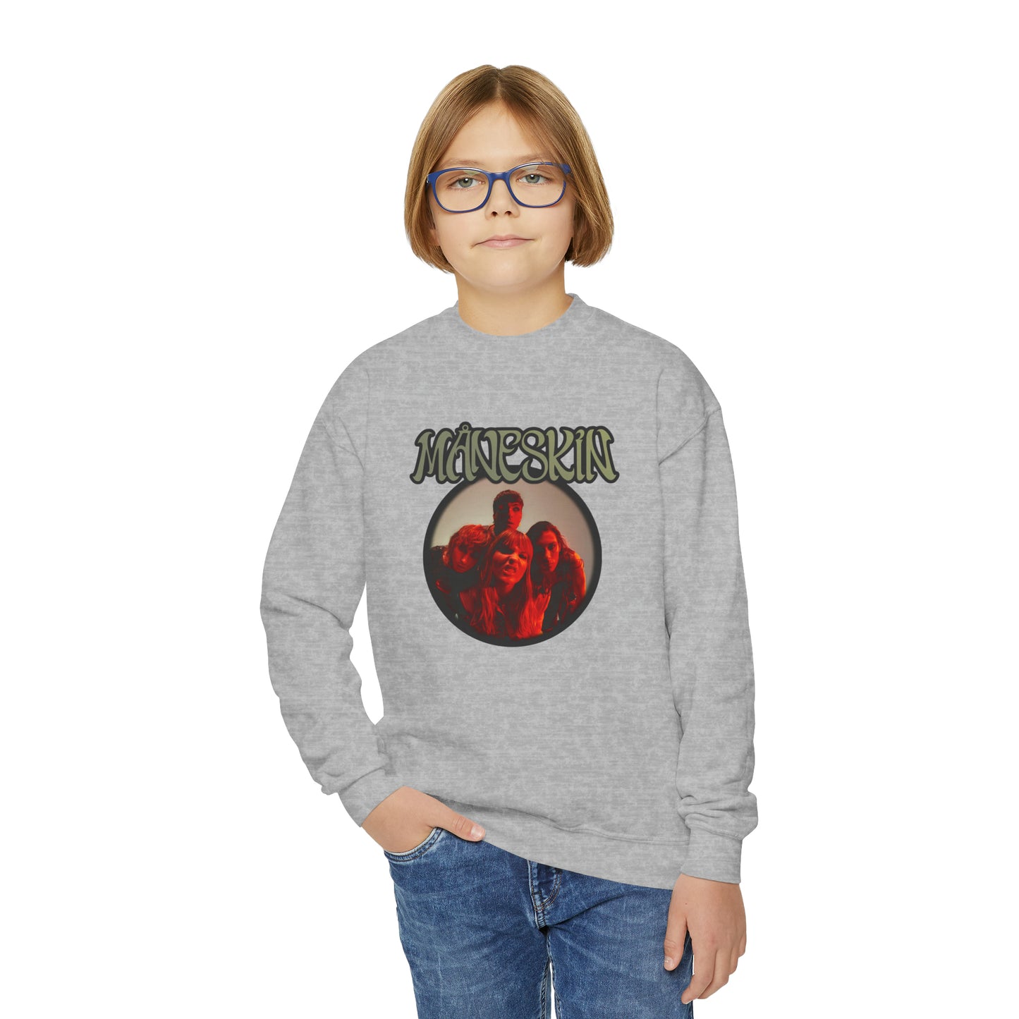 Måneskin Circular Group Photo Youth Crewneck Sweatshirt