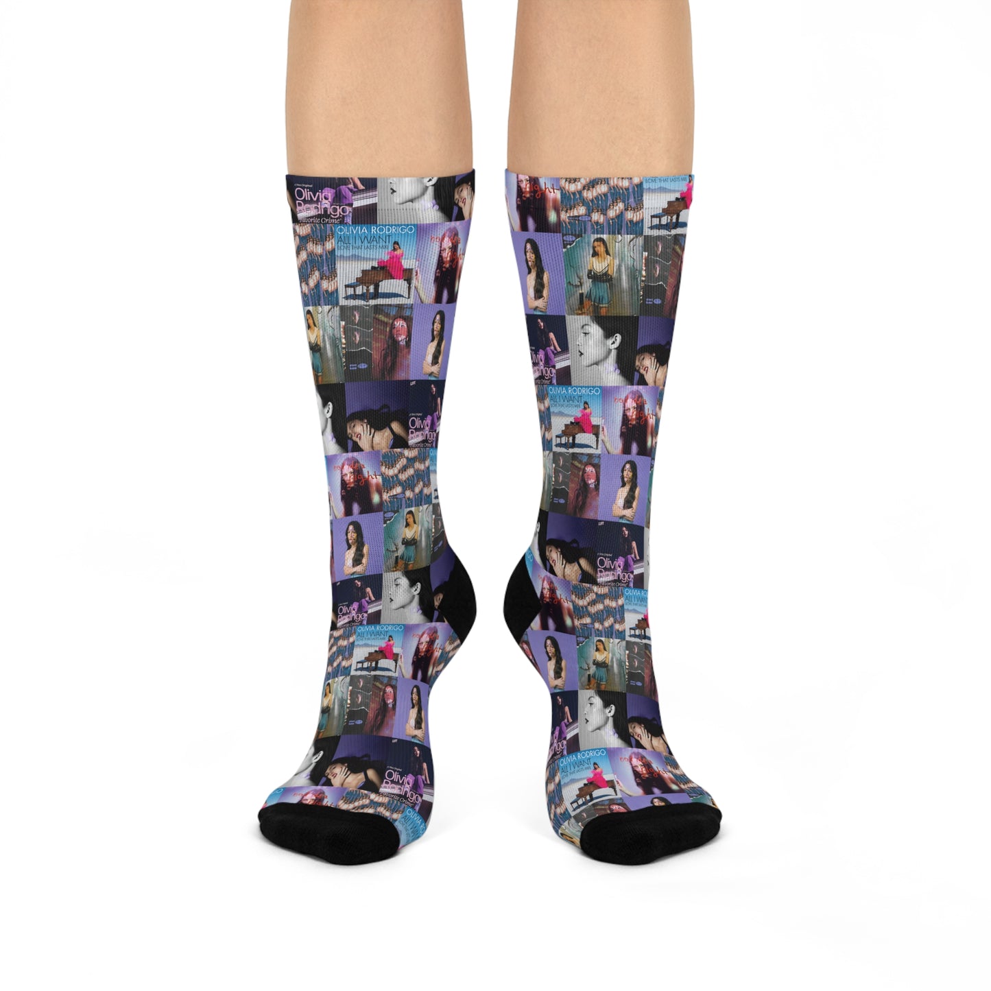 Olivia Rodrigo Album Art Collage Cushioned Crew Socks