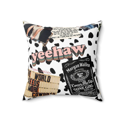 Morgan Wallen Yeehaw Collage Spun Polyester Square Pillow