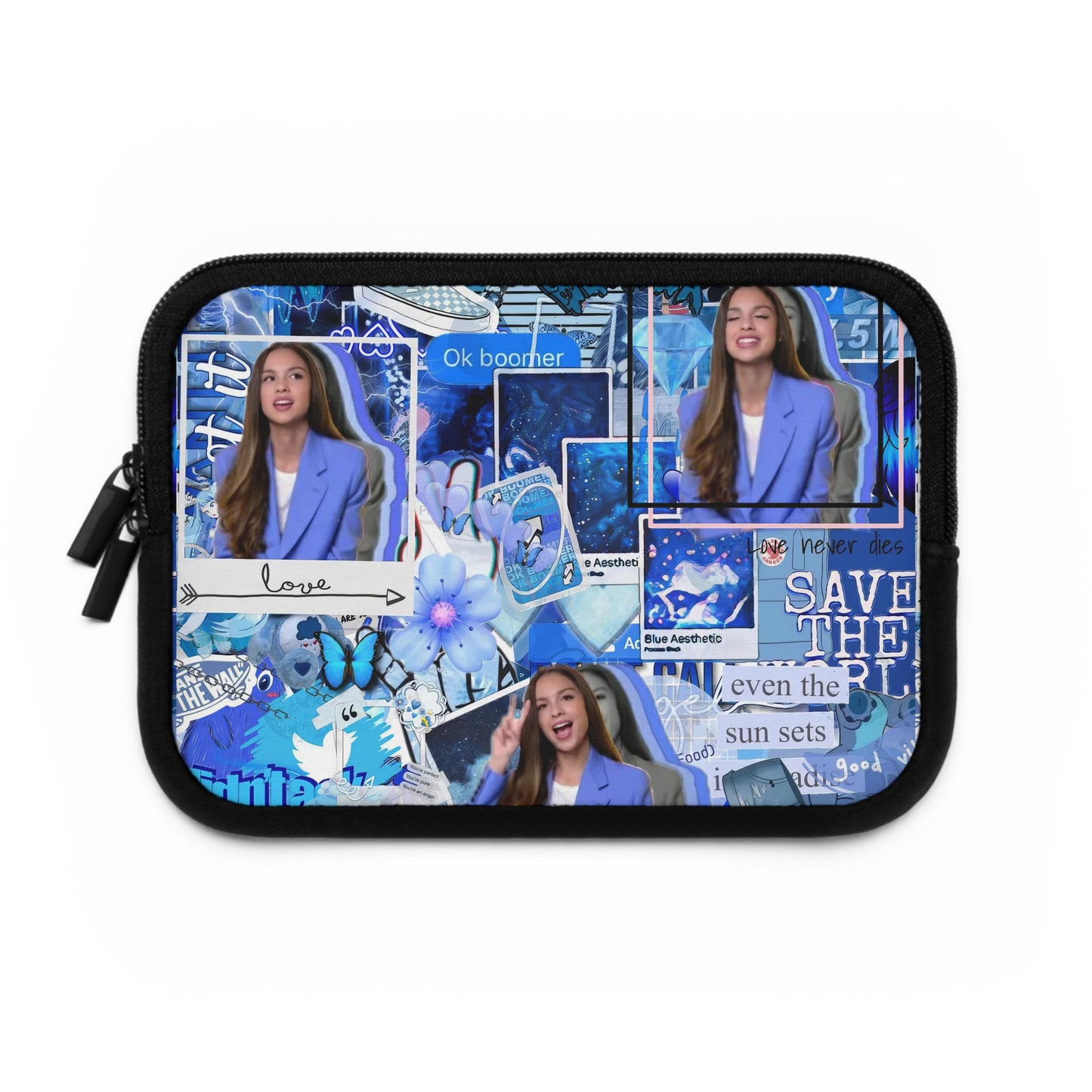 Olivia Rodrigo Blue Aesthetic Collage Laptop Sleeve