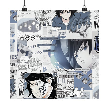 Demon Slayer Giyu Aesthetic Collage Matte Vertical Poster