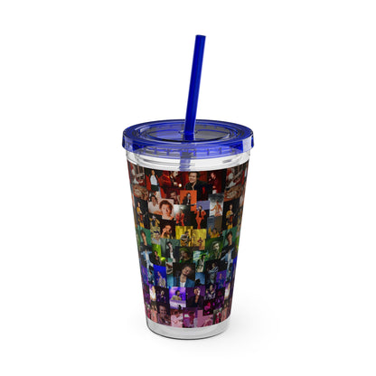 Harry Styles Rainbow Photo Collage Sunsplash Tumbler with Straw