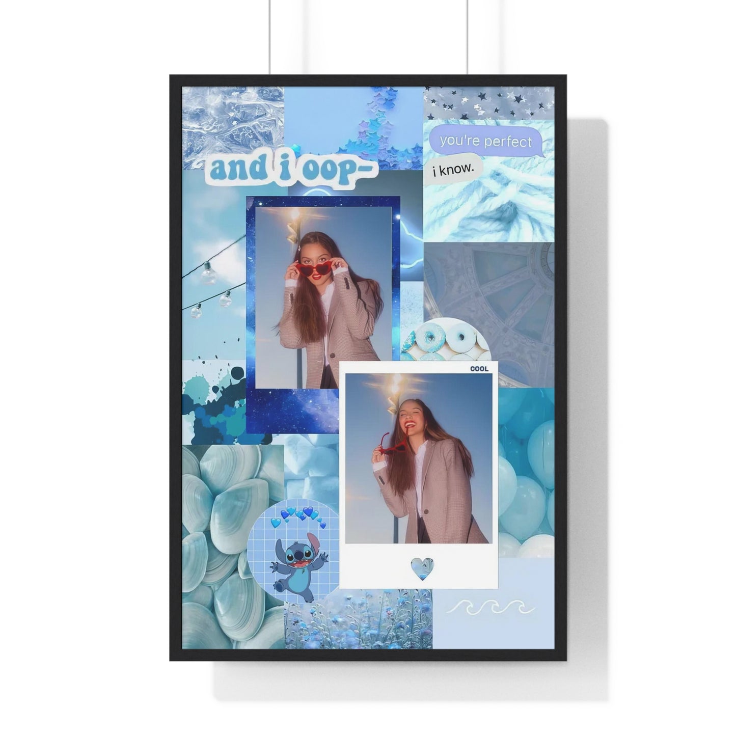 Olivia Rodrigo Light Blue Aesthetic Collage Framed Print