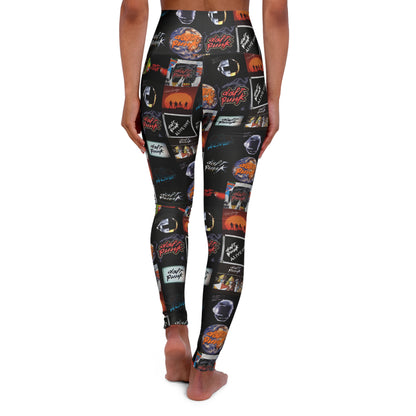 Daft Punk Album Cover Art Collage High Waisted Yoga Leggings