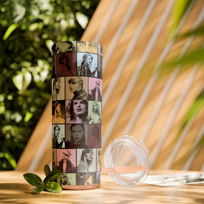 Taylor Swift Eras Collage Skinny Tumbler with Straw