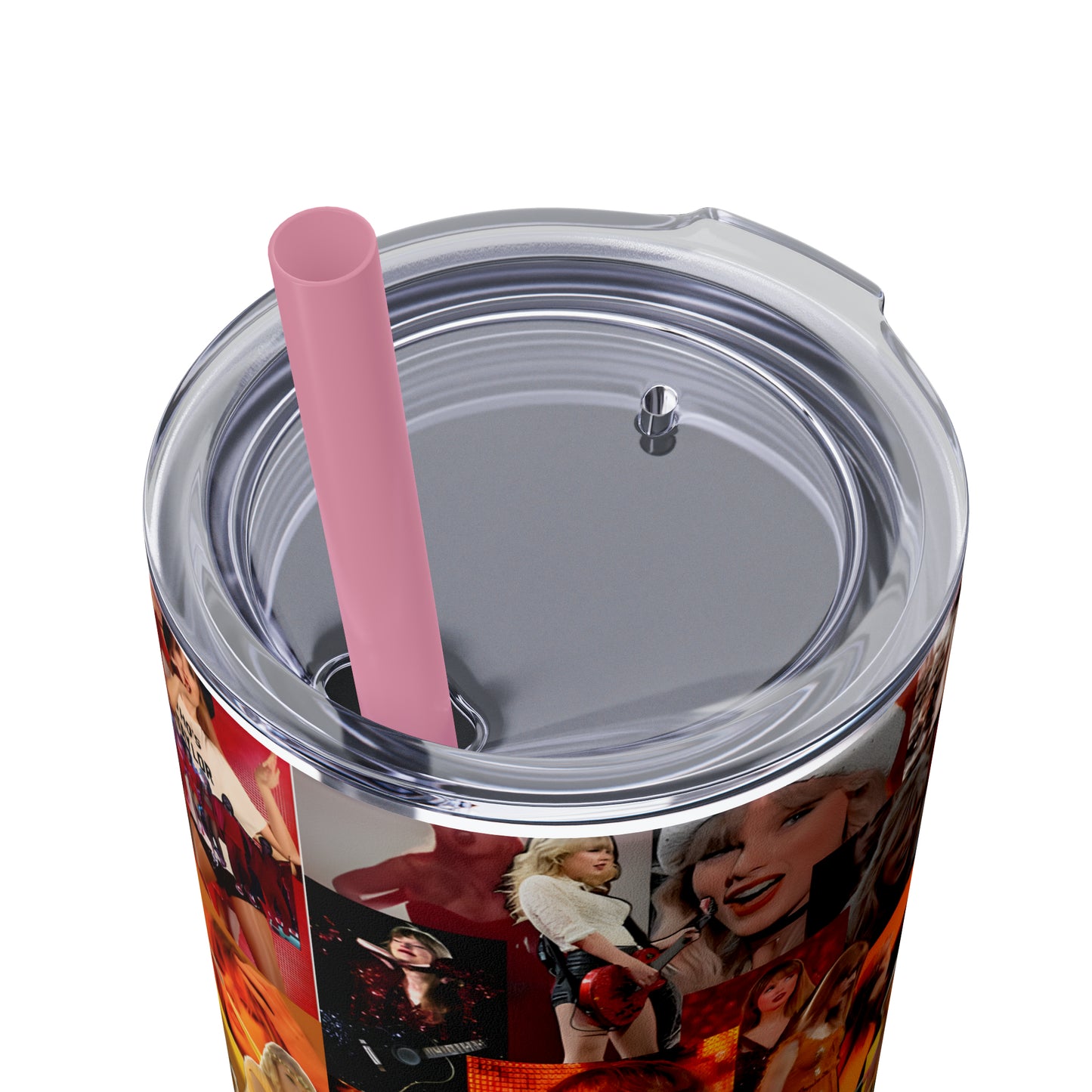 Taylor Swift Rainbow Photo Collage Skinny Tumbler with Straw