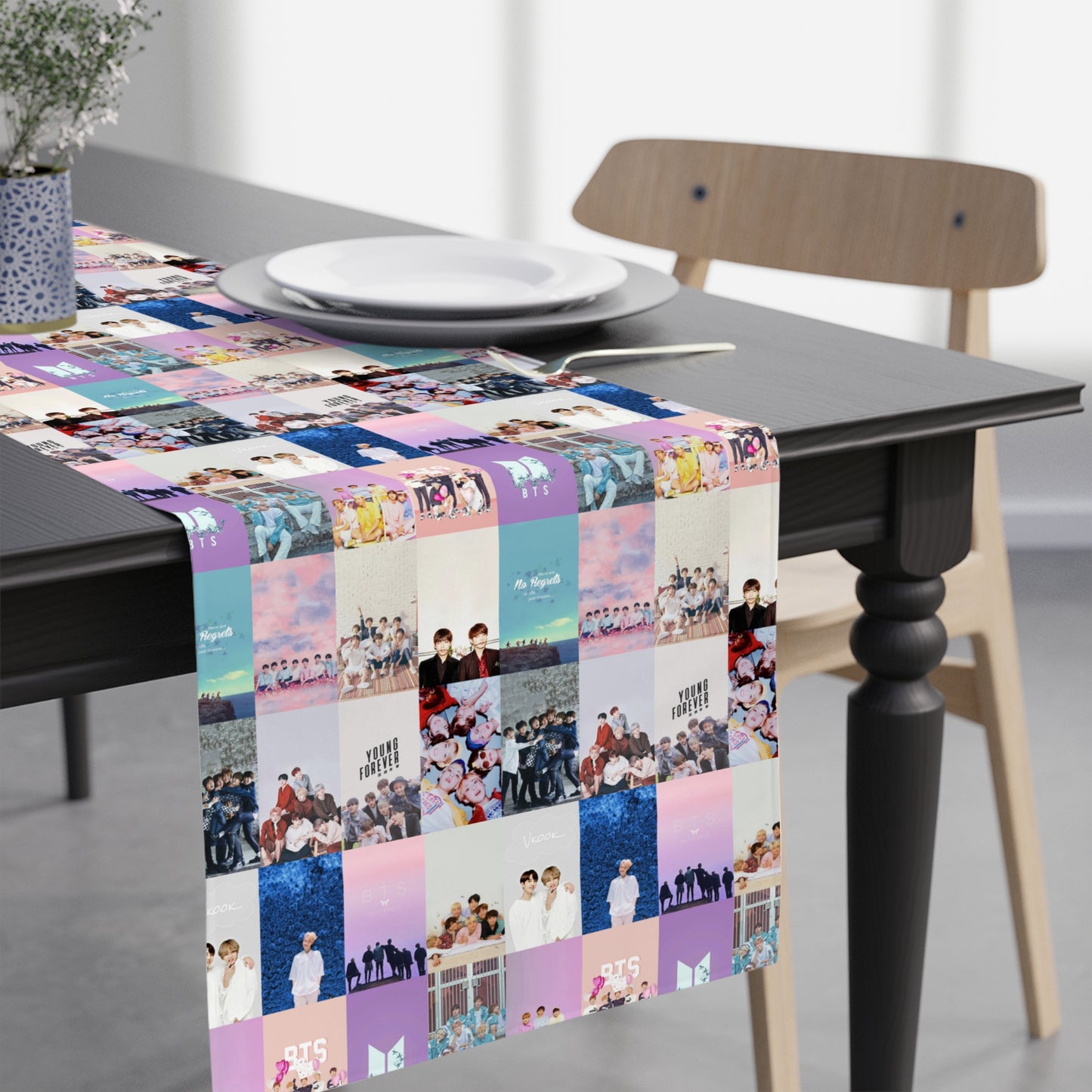 BTS Pastel Aesthetic Collage Table Runner