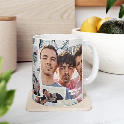 Jonas Brothers Happiness Begins Collage White Ceramic Mug