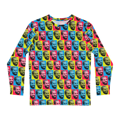 Drake Colored Checker Faces Men's Long Sleeve Tee Shirt