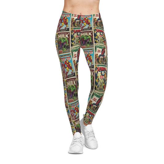 Marvel Comic Book Cover Collage Women's Casual Leggings
